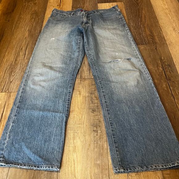 VTG 90s Unionbay Wide Leg Baggy Jeans Mens 34x32 Grunge Faded Skater Hong Kong - Picture 1 of 11